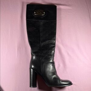 Gucci 85th Black Heeled Boots with Logo Detail